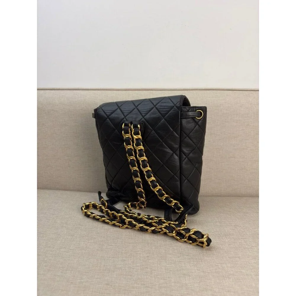 CHANEL Black Lambskin Duma Backpack Medium GHW